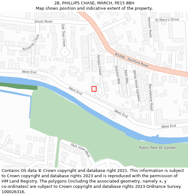 2B, PHILLIPS CHASE, MARCH, PE15 8BH: Location map and indicative extent of plot