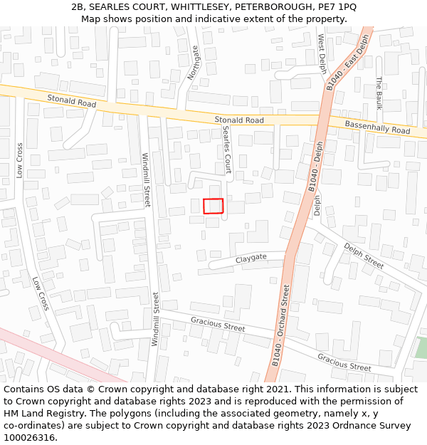 2B, SEARLES COURT, WHITTLESEY, PETERBOROUGH, PE7 1PQ: Location map and indicative extent of plot