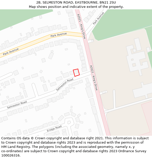 2B, SELMESTON ROAD, EASTBOURNE, BN21 2SU: Location map and indicative extent of plot