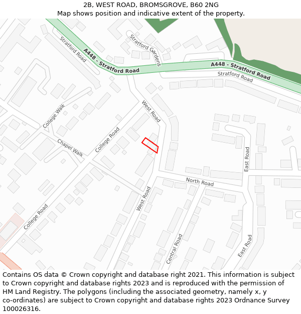 2B, WEST ROAD, BROMSGROVE, B60 2NG: Location map and indicative extent of plot