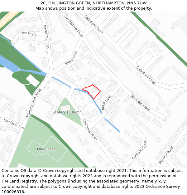 2C, DALLINGTON GREEN, NORTHAMPTON, NN5 7HW: Location map and indicative extent of plot