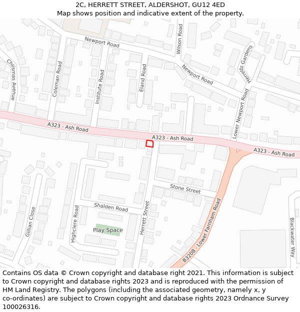 2C, HERRETT STREET, ALDERSHOT, GU12 4ED: Location map and indicative extent of plot