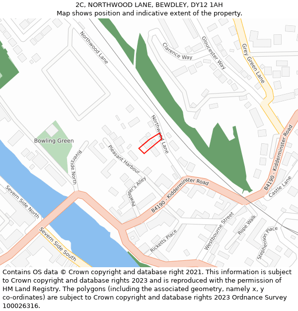 2C, NORTHWOOD LANE, BEWDLEY, DY12 1AH: Location map and indicative extent of plot