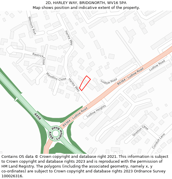 2D, HARLEY WAY, BRIDGNORTH, WV16 5PA: Location map and indicative extent of plot