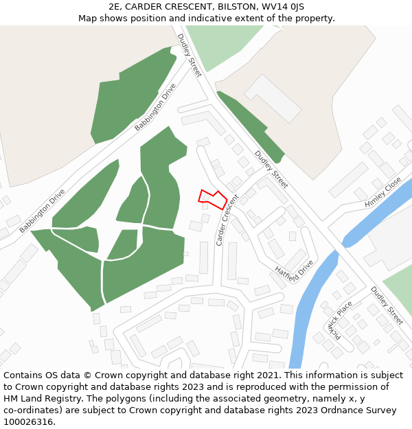2E, CARDER CRESCENT, BILSTON, WV14 0JS: Location map and indicative extent of plot