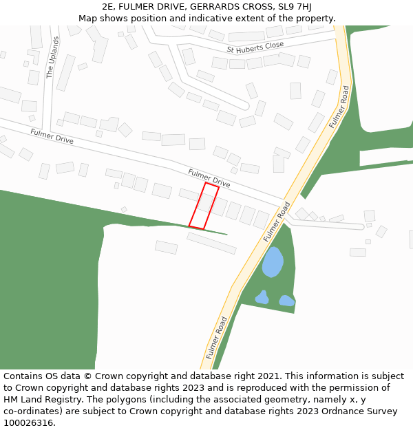 2E, FULMER DRIVE, GERRARDS CROSS, SL9 7HJ: Location map and indicative extent of plot