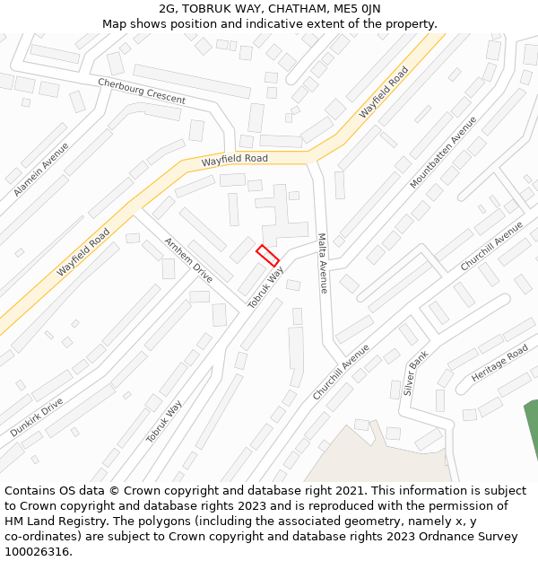 2G, TOBRUK WAY, CHATHAM, ME5 0JN: Location map and indicative extent of plot