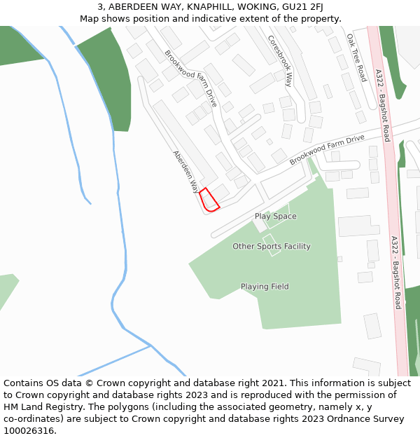 3, ABERDEEN WAY, KNAPHILL, WOKING, GU21 2FJ: Location map and indicative extent of plot