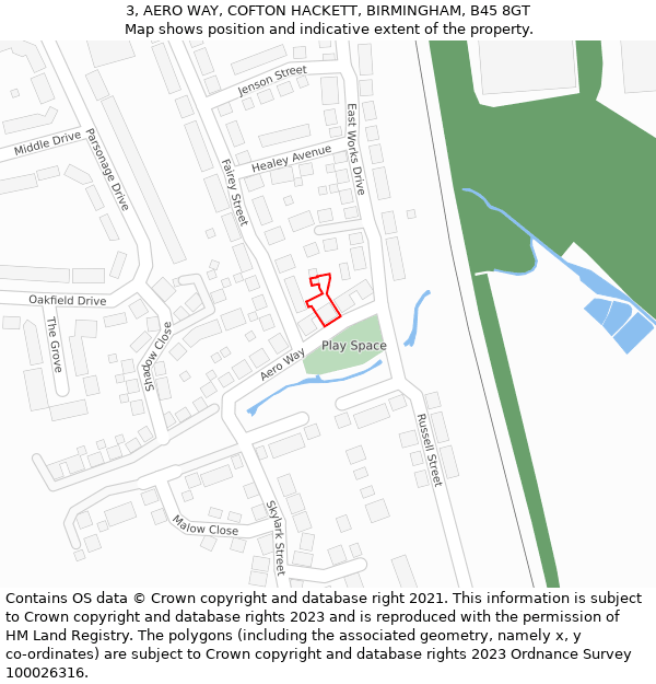 3, AERO WAY, COFTON HACKETT, BIRMINGHAM, B45 8GT: Location map and indicative extent of plot