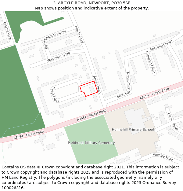 3, ARGYLE ROAD, NEWPORT, PO30 5SB: Location map and indicative extent of plot