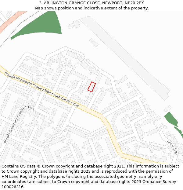 3, ARLINGTON GRANGE CLOSE, NEWPORT, NP20 2PX: Location map and indicative extent of plot