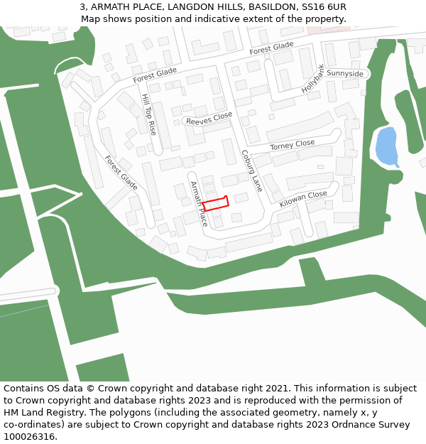 3, ARMATH PLACE, LANGDON HILLS, BASILDON, SS16 6UR: Location map and indicative extent of plot
