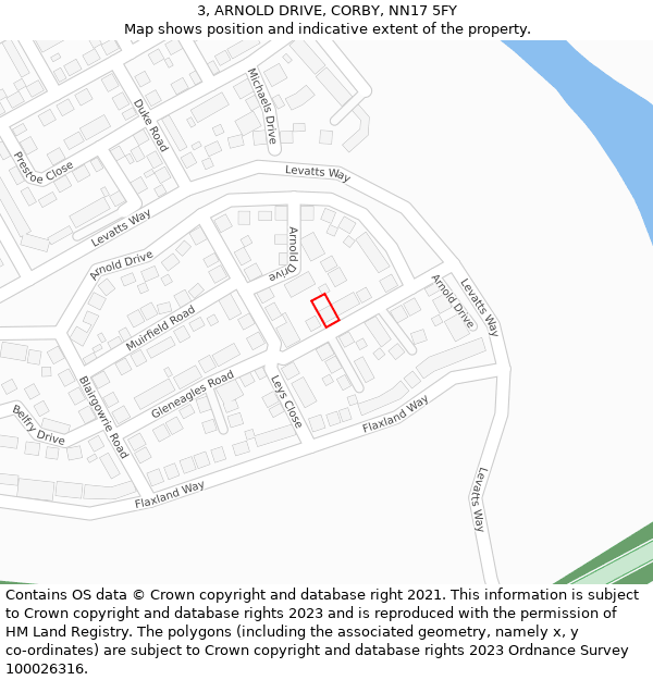 3, ARNOLD DRIVE, CORBY, NN17 5FY: Location map and indicative extent of plot