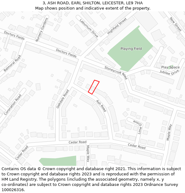 3, ASH ROAD, EARL SHILTON, LEICESTER, LE9 7HA: Location map and indicative extent of plot