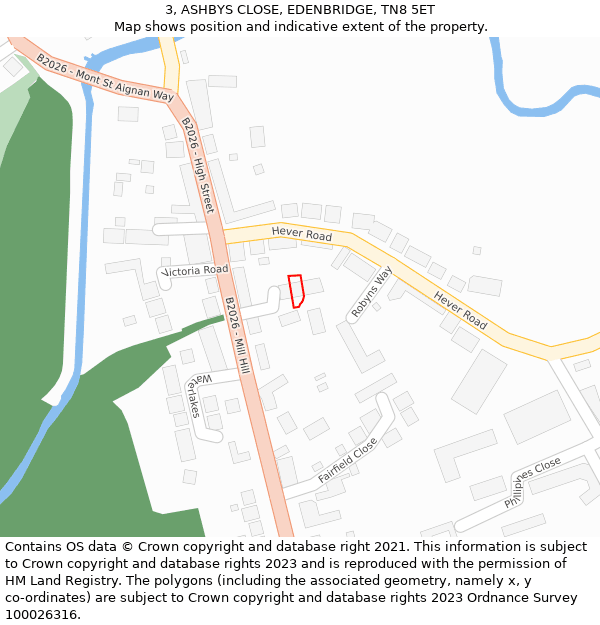 3, ASHBYS CLOSE, EDENBRIDGE, TN8 5ET: Location map and indicative extent of plot