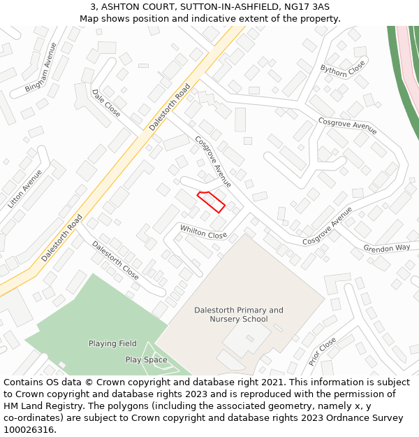 3, ASHTON COURT, SUTTON-IN-ASHFIELD, NG17 3AS: Location map and indicative extent of plot