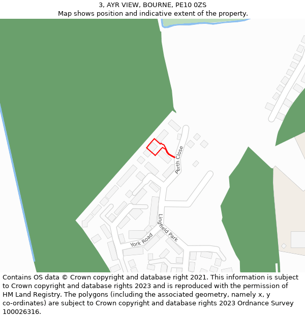 3, AYR VIEW, BOURNE, PE10 0ZS: Location map and indicative extent of plot