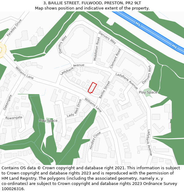 3, BAILLIE STREET, FULWOOD, PRESTON, PR2 9LT: Location map and indicative extent of plot