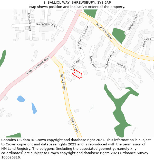 3, BALLIOL WAY, SHREWSBURY, SY3 6AP: Location map and indicative extent of plot