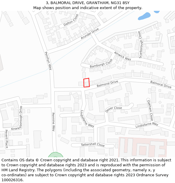 3, BALMORAL DRIVE, GRANTHAM, NG31 8SY: Location map and indicative extent of plot