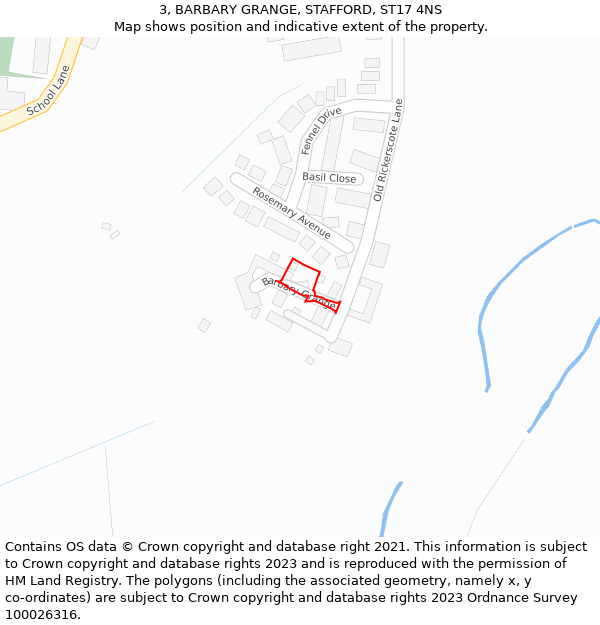 3, BARBARY GRANGE, STAFFORD, ST17 4NS: Location map and indicative extent of plot