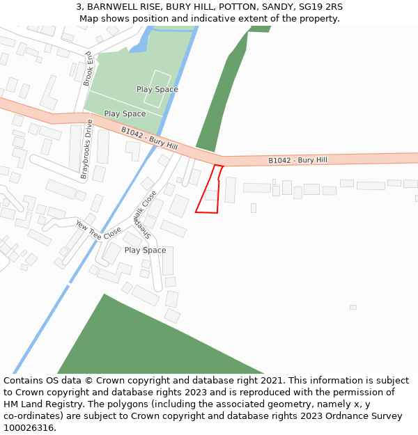 3, BARNWELL RISE, BURY HILL, POTTON, SANDY, SG19 2RS: Location map and indicative extent of plot