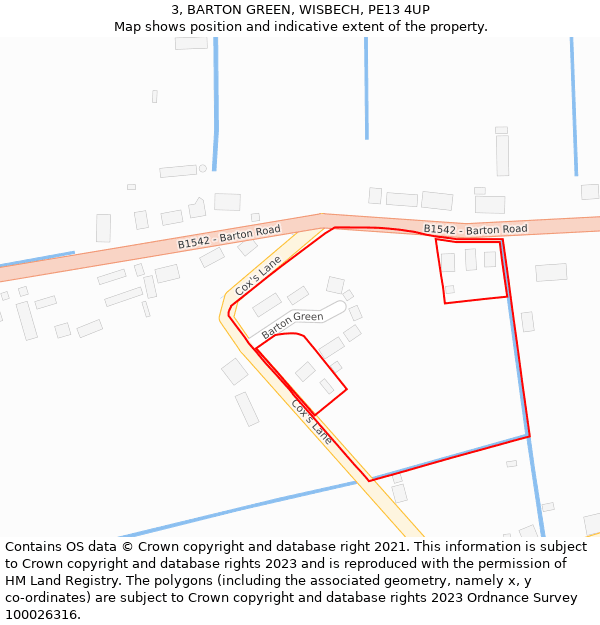 3, BARTON GREEN, WISBECH, PE13 4UP: Location map and indicative extent of plot