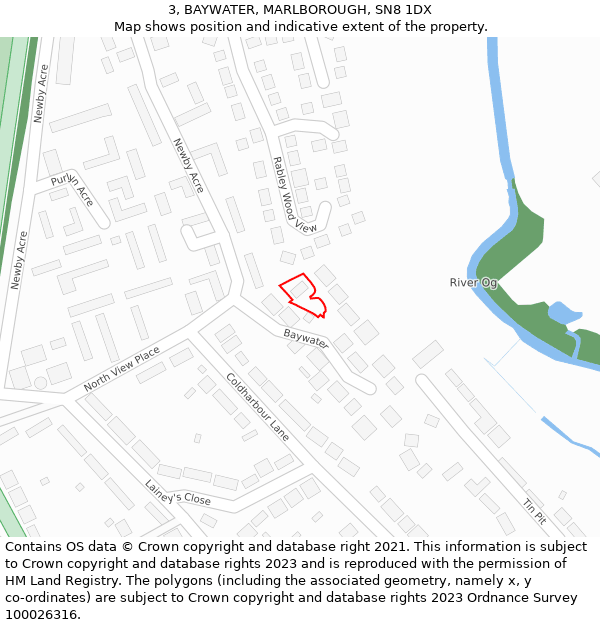 3, BAYWATER, MARLBOROUGH, SN8 1DX: Location map and indicative extent of plot