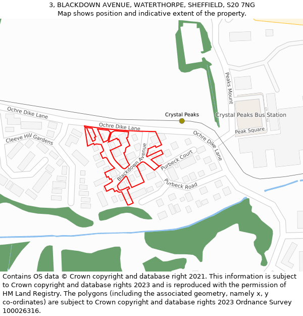 3, BLACKDOWN AVENUE, WATERTHORPE, SHEFFIELD, S20 7NG: Location map and indicative extent of plot