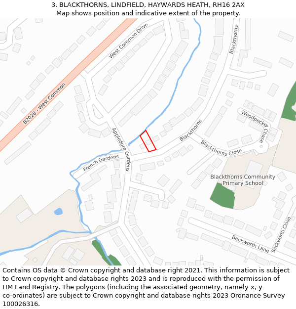 3, BLACKTHORNS, LINDFIELD, HAYWARDS HEATH, RH16 2AX: Location map and indicative extent of plot