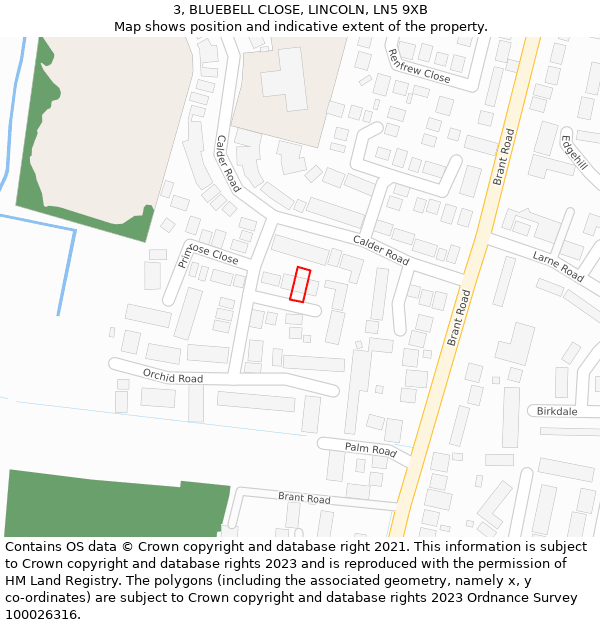 3, BLUEBELL CLOSE, LINCOLN, LN5 9XB: Location map and indicative extent of plot