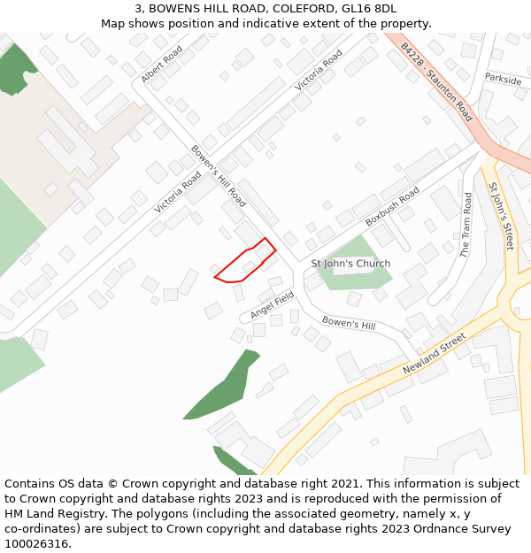 3, BOWENS HILL ROAD, COLEFORD, GL16 8DL: Location map and indicative extent of plot