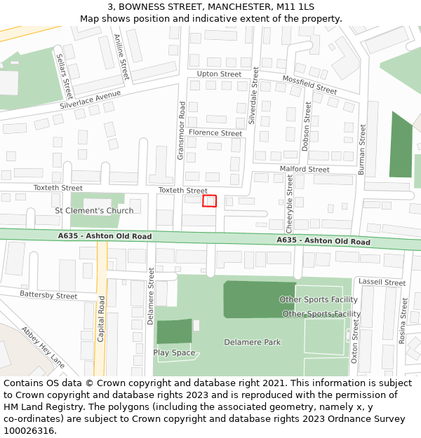 3, BOWNESS STREET, MANCHESTER, M11 1LS: Location map and indicative extent of plot