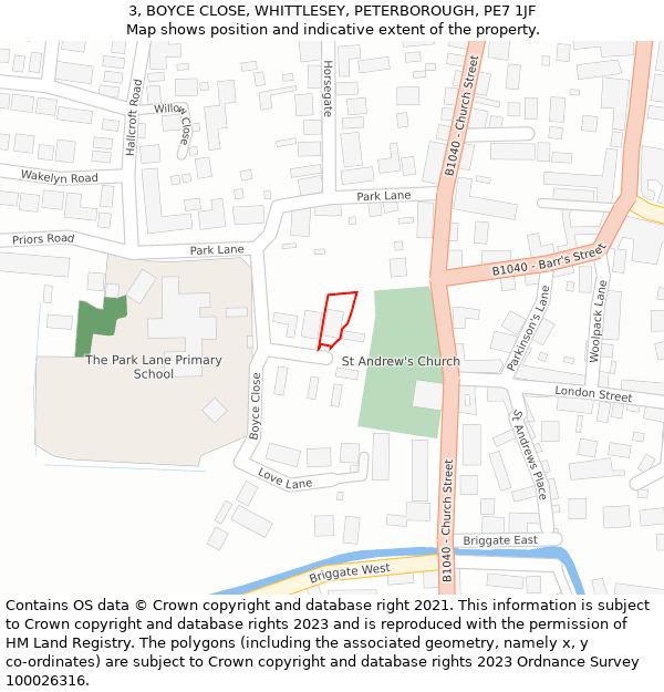 3, BOYCE CLOSE, WHITTLESEY, PETERBOROUGH, PE7 1JF: Location map and indicative extent of plot