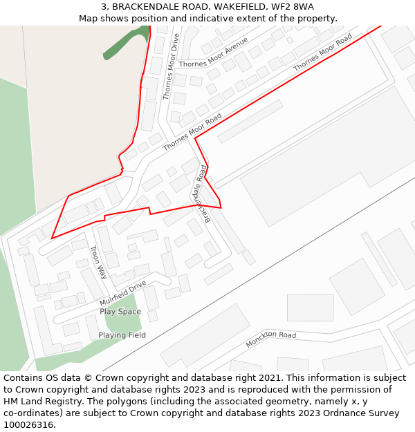 3, BRACKENDALE ROAD, WAKEFIELD, WF2 8WA: Location map and indicative extent of plot