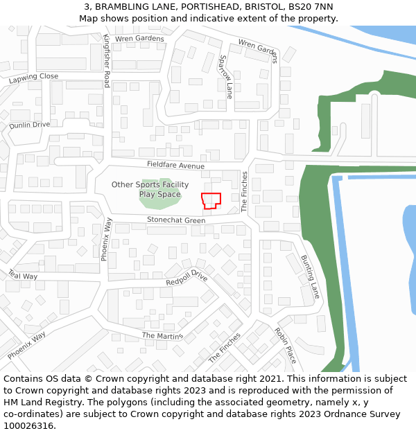 3, BRAMBLING LANE, PORTISHEAD, BRISTOL, BS20 7NN: Location map and indicative extent of plot