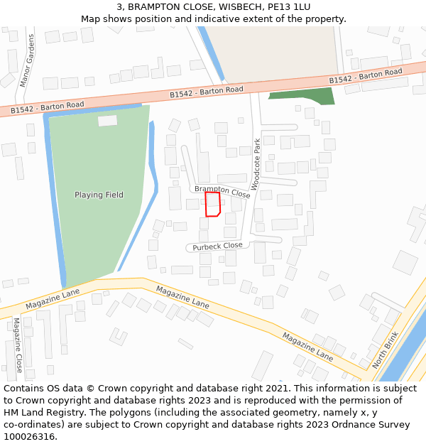 3, BRAMPTON CLOSE, WISBECH, PE13 1LU: Location map and indicative extent of plot