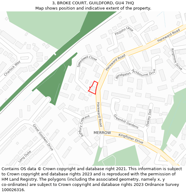 3, BROKE COURT, GUILDFORD, GU4 7HQ: Location map and indicative extent of plot