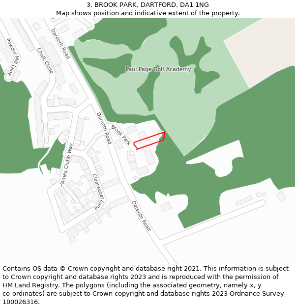 3, BROOK PARK, DARTFORD, DA1 1NG: Location map and indicative extent of plot