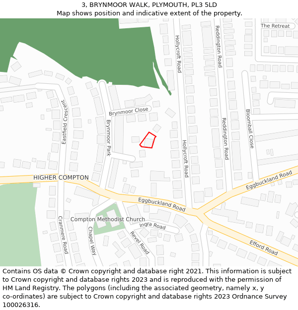 3, BRYNMOOR WALK, PLYMOUTH, PL3 5LD: Location map and indicative extent of plot