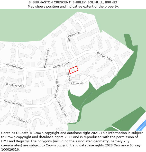 3, BURNASTON CRESCENT, SHIRLEY, SOLIHULL, B90 4LT: Location map and indicative extent of plot