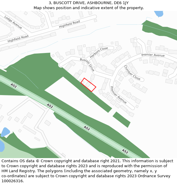 3, BUSCOTT DRIVE, ASHBOURNE, DE6 1JY: Location map and indicative extent of plot