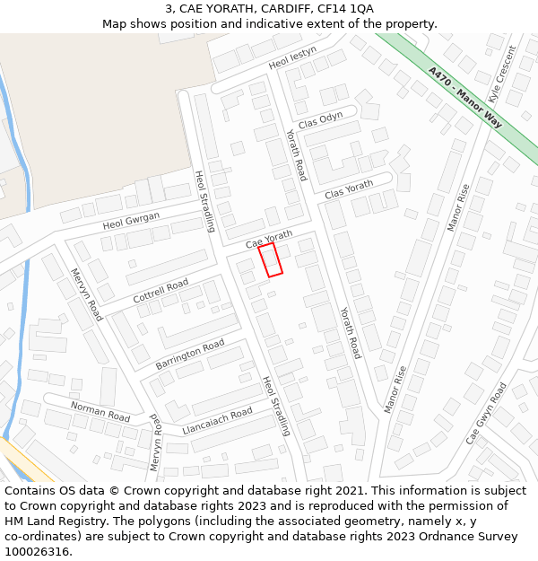 3, CAE YORATH, CARDIFF, CF14 1QA: Location map and indicative extent of plot