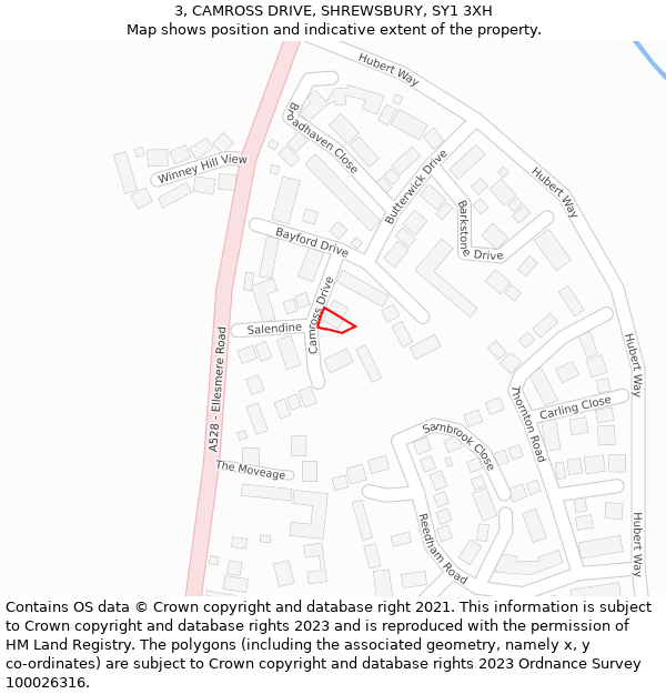 3, CAMROSS DRIVE, SHREWSBURY, SY1 3XH: Location map and indicative extent of plot