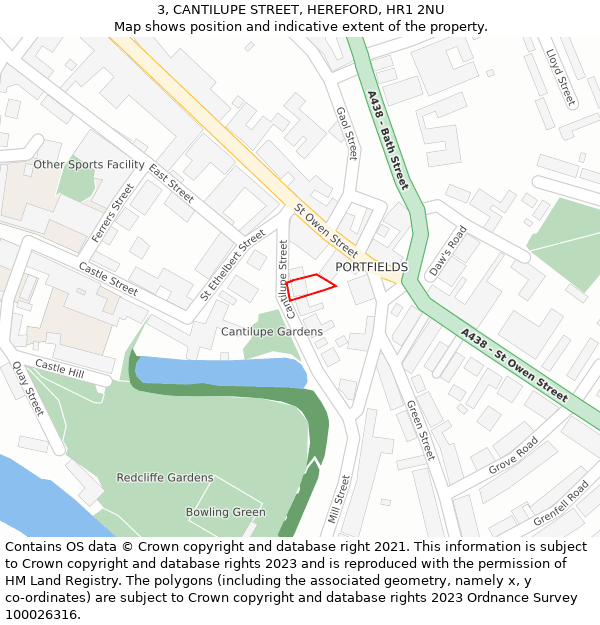 3, CANTILUPE STREET, HEREFORD, HR1 2NU: Location map and indicative extent of plot