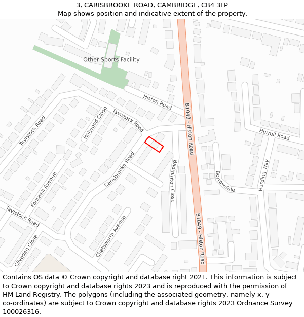 3, CARISBROOKE ROAD, CAMBRIDGE, CB4 3LP: Location map and indicative extent of plot