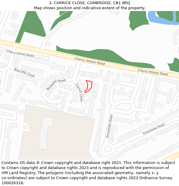 3, CARRICK CLOSE, CAMBRIDGE, CB1 8RQ: Location map and indicative extent of plot