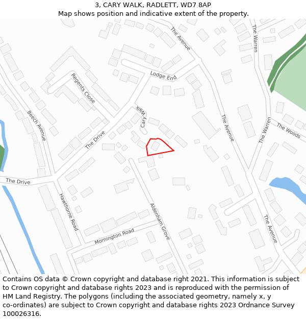 3, CARY WALK, RADLETT, WD7 8AP: Location map and indicative extent of plot