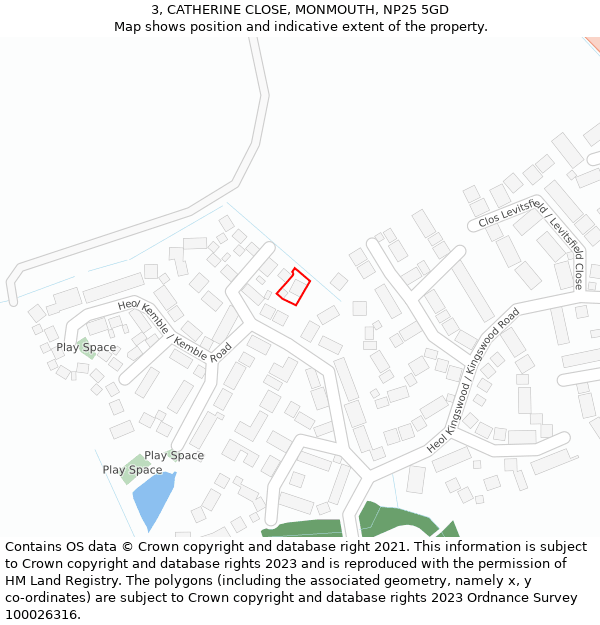 3, CATHERINE CLOSE, MONMOUTH, NP25 5GD: Location map and indicative extent of plot