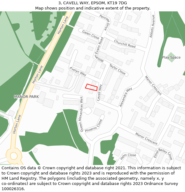 3, CAVELL WAY, EPSOM, KT19 7DG: Location map and indicative extent of plot